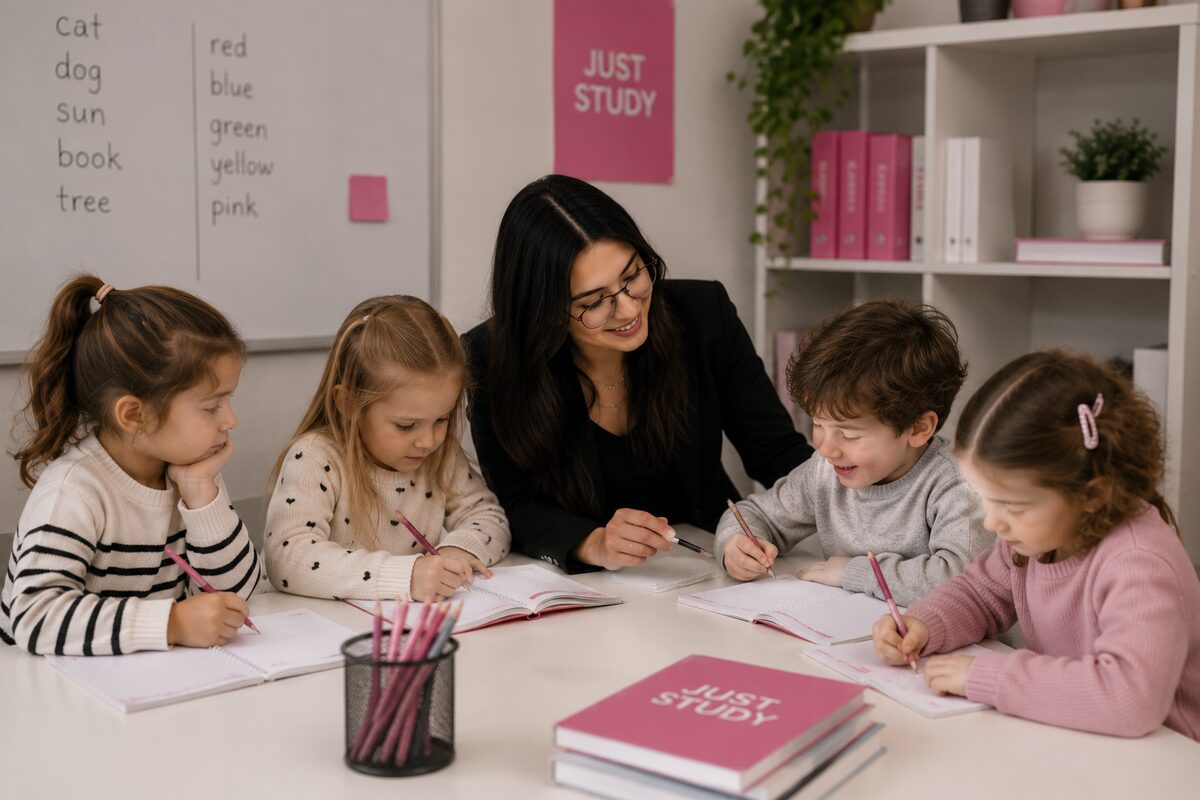 Мала група учнів Just Study за заняттям